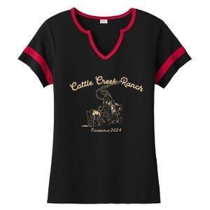 Cattle Creek Roping Country Ladies Halftime Notch Neck Tee