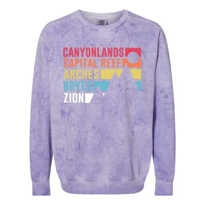 Canyonlands Capital Reef Arches Zion Bryce Utahs National Parks Colorblast Crewneck Sweatshirt