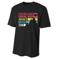 Canyonlands Capital Reef Arches Zion Bryce Utahs National Parks Performance Sprint T-Shirt