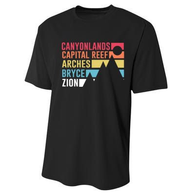 Canyonlands Capital Reef Arches Zion Bryce Utahs National Parks Performance Sprint T-Shirt