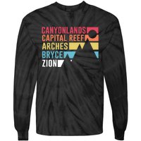 Canyonlands Capital Reef Arches Zion Bryce Utahs National Parks Tie-Dye Long Sleeve Shirt