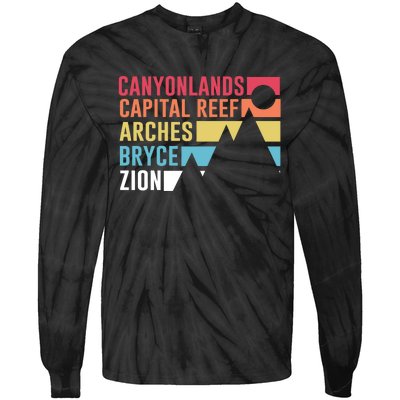 Canyonlands Capital Reef Arches Zion Bryce Utahs National Parks Tie-Dye Long Sleeve Shirt