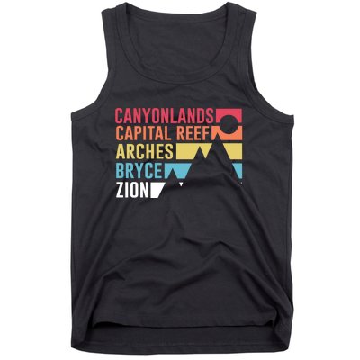 Canyonlands Capital Reef Arches Zion Bryce Utahs National Parks Tank Top