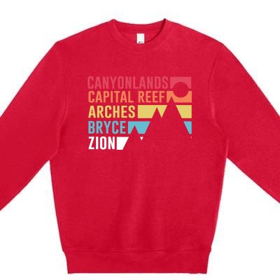 Canyonlands Capital Reef Arches Zion Bryce Utahs National Parks Premium Crewneck Sweatshirt