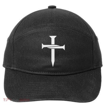 Cross Embroidered 7-Panel Snapback Hat
