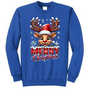 Cute Christmas Reindeer Holiday Santa Hat And Snowflakes Gift Sweatshirt