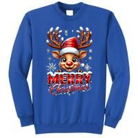 Cute Christmas Reindeer Holiday Santa Hat And Snowflakes Gift Sweatshirt