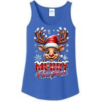 Cute Christmas Reindeer Holiday Santa Hat And Snowflakes Gift Ladies Essential Tank