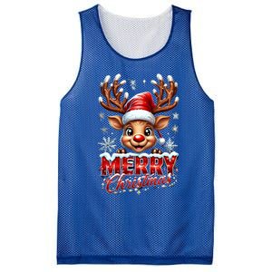 Cute Christmas Reindeer Holiday Santa Hat And Snowflakes Gift Mesh Reversible Basketball Jersey Tank