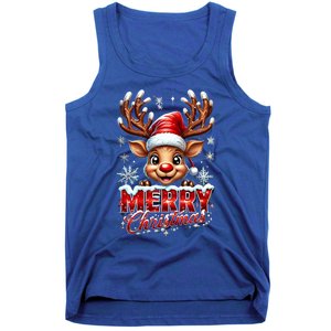 Cute Christmas Reindeer Holiday Santa Hat And Snowflakes Gift Tank Top