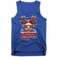 Cute Christmas Reindeer Holiday Santa Hat And Snowflakes Gift Tank Top