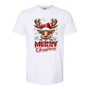 Cute Christmas Reindeer Holiday Santa Hat And Snowflakes Gift Softstyle CVC T-Shirt