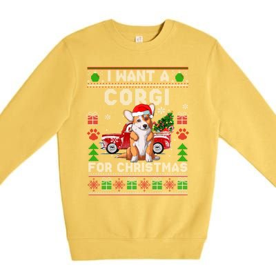 Cool Corgi Red Truck Christmas Ugly Xmas Sweater Dog Lover Gift Premium Crewneck Sweatshirt