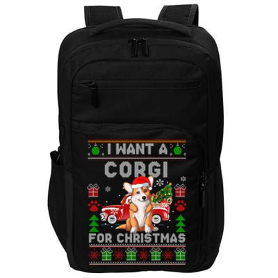 Cool Corgi Red Truck Christmas Ugly Xmas Sweater Dog Lover Gift Impact Tech Backpack