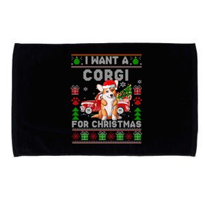 Cool Corgi Red Truck Christmas Ugly Xmas Sweater Dog Lover Gift Microfiber Hand Towel