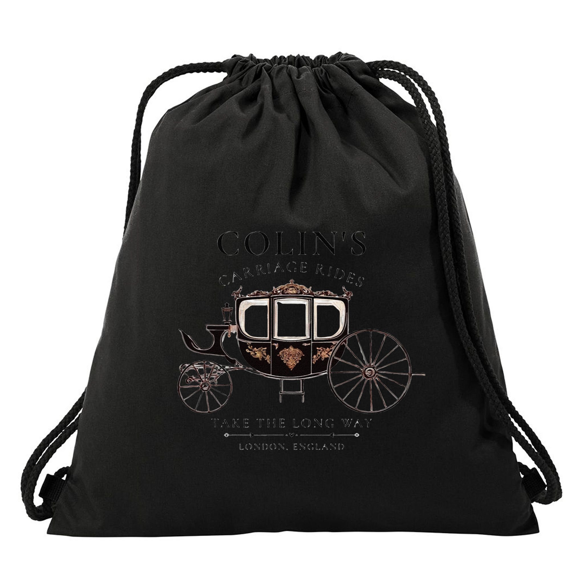 ColinS Carriage Rides Take The Long Way Drawstring Bag