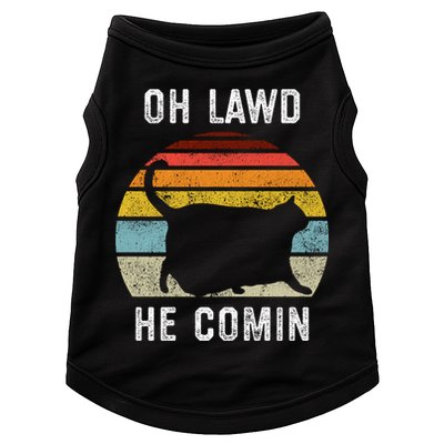 Chonk Cat Retro Style Vintage Meme Oh Lawd He Comin Doggie Tank