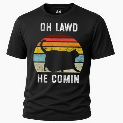 Chonk Cat Retro Style Vintage Meme Oh Lawd He Comin Performance Shirt