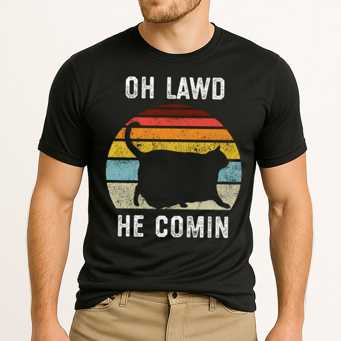 Chonk Cat Retro Style Vintage Meme Oh Lawd He Comin Performance Shirt