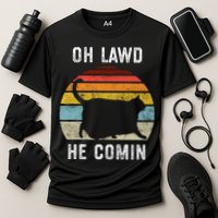 Chonk Cat Retro Style Vintage Meme Oh Lawd He Comin Performance Shirt