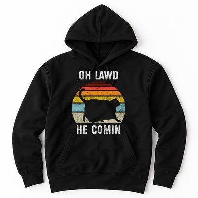 Chonk Cat Retro Style Vintage Meme Oh Lawd He Comin Hoodie