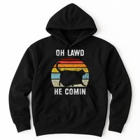 Chonk Cat Retro Style Vintage Meme Oh Lawd He Comin Hoodie