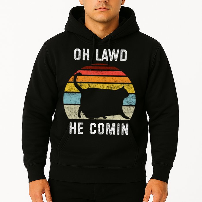 Chonk Cat Retro Style Vintage Meme Oh Lawd He Comin Hoodie