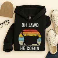 Chonk Cat Retro Style Vintage Meme Oh Lawd He Comin Hoodie