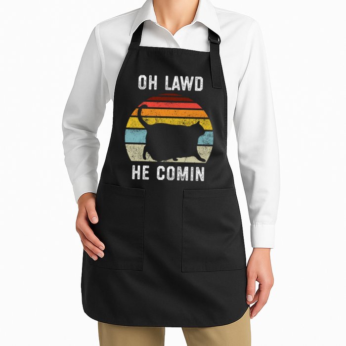 Chonk Cat Retro Style Vintage Meme Oh Lawd He Comin Apron