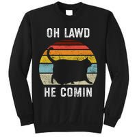 Chonk Cat Retro Style Vintage Meme Oh Lawd He Comin Sweatshirt