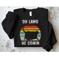 Chonk Cat Retro Style Vintage Meme Oh Lawd He Comin Sweatshirt