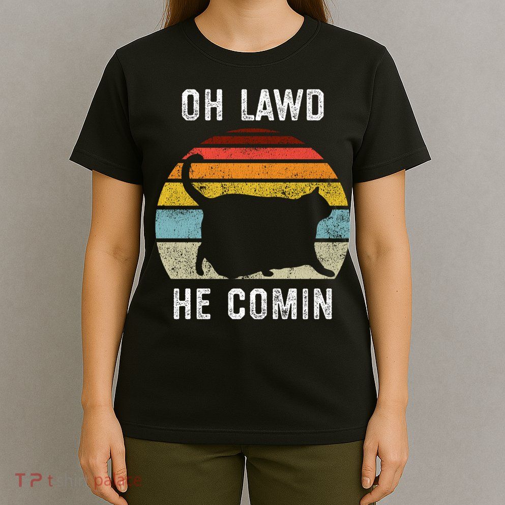 Chonk Cat Retro Style Vintage Meme Oh Lawd He Comin T-Shirt