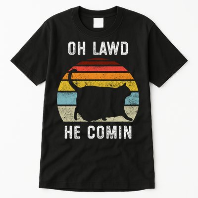 Chonk Cat Retro Style Vintage Meme Oh Lawd He Comin Tall T-Shirt