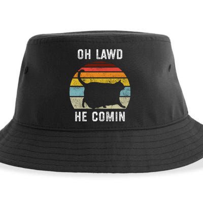 Chonk Cat Retro Style Vintage Meme Oh Lawd He Comin Sustainable Bucket Hat