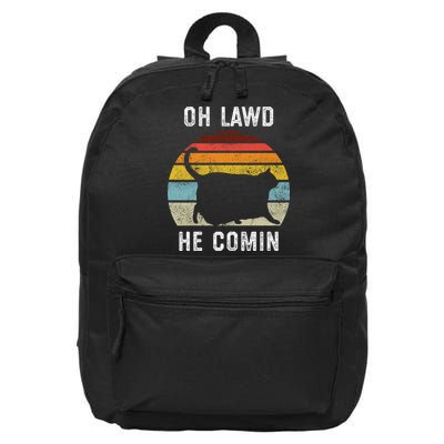 Chonk Cat Retro Style Vintage Meme Oh Lawd He Comin 16 in Basic Backpack
