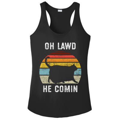 Chonk Cat Retro Style Vintage Meme Oh Lawd He Comin Ladies PosiCharge Competitor Racerback Tank