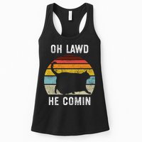 Chonk Cat Retro Style Vintage Meme Oh Lawd He Comin Womens Tank Top