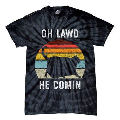 Chonk Cat Retro Style Vintage Meme Oh Lawd He Comin Tie-Dye T-Shirt