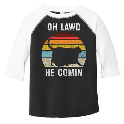 Chonk Cat Retro Style Vintage Meme Oh Lawd He Comin Toddler Fine Jersey T-Shirt