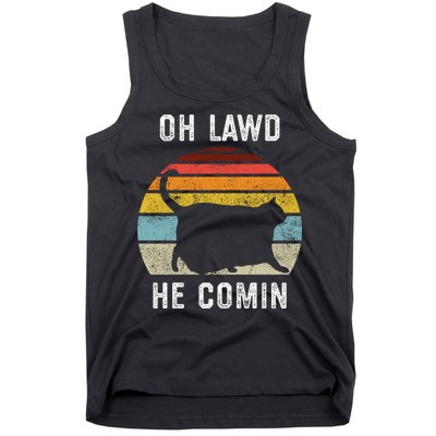 Chonk Cat Retro Style Vintage Meme Oh Lawd He Comin Tank Top