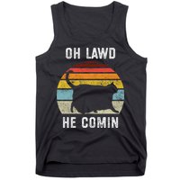 Chonk Cat Retro Style Vintage Meme Oh Lawd He Comin Tank Top