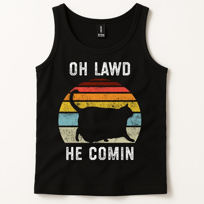 Chonk Cat Retro Style Vintage Meme Oh Lawd He Comin Tank Top