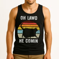 Chonk Cat Retro Style Vintage Meme Oh Lawd He Comin Tank Top
