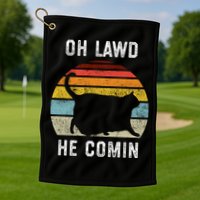 Chonk Cat Retro Style Vintage Meme Oh Lawd He Comin Golf Towel
