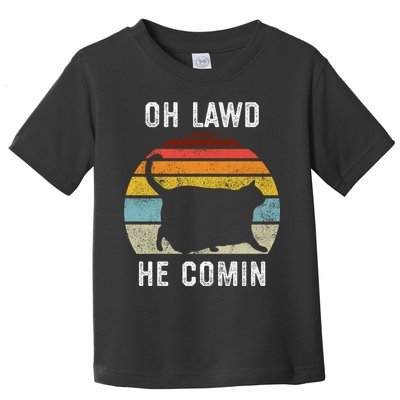 Chonk Cat Retro Style Vintage Meme Oh Lawd He Comin Toddler T-Shirt