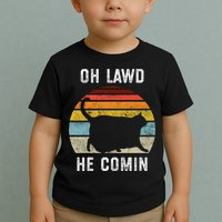 Chonk Cat Retro Style Vintage Meme Oh Lawd He Comin Toddler T-Shirt
