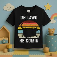 Chonk Cat Retro Style Vintage Meme Oh Lawd He Comin Toddler T-Shirt