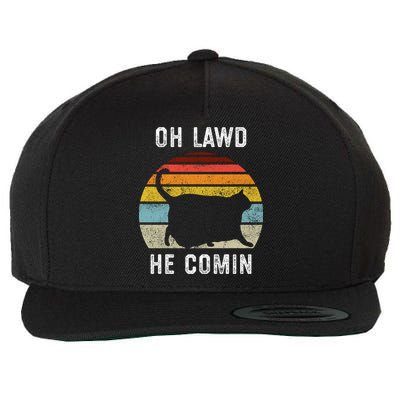 Chonk Cat Retro Style Vintage Meme Oh Lawd He Comin Wool Snapback Cap