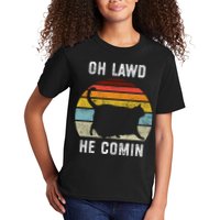 Chonk Cat Retro Style Vintage Meme Oh Lawd He Comin Kids T-Shirt
