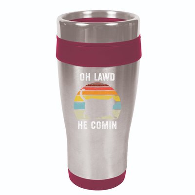 Chonk Cat Retro Style Vintage Meme Oh Lawd He Comin 16oz Travel Tumbler